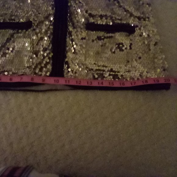 Inman Gold Sequin Brown Trimmed Evening Jacket Petite Medium - Picture 9 of 10